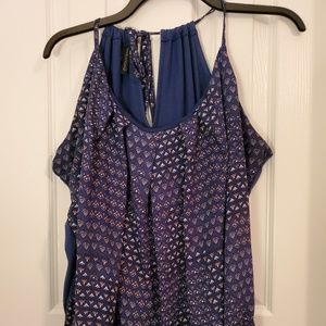 Maurices blue patterned spaghetti string top